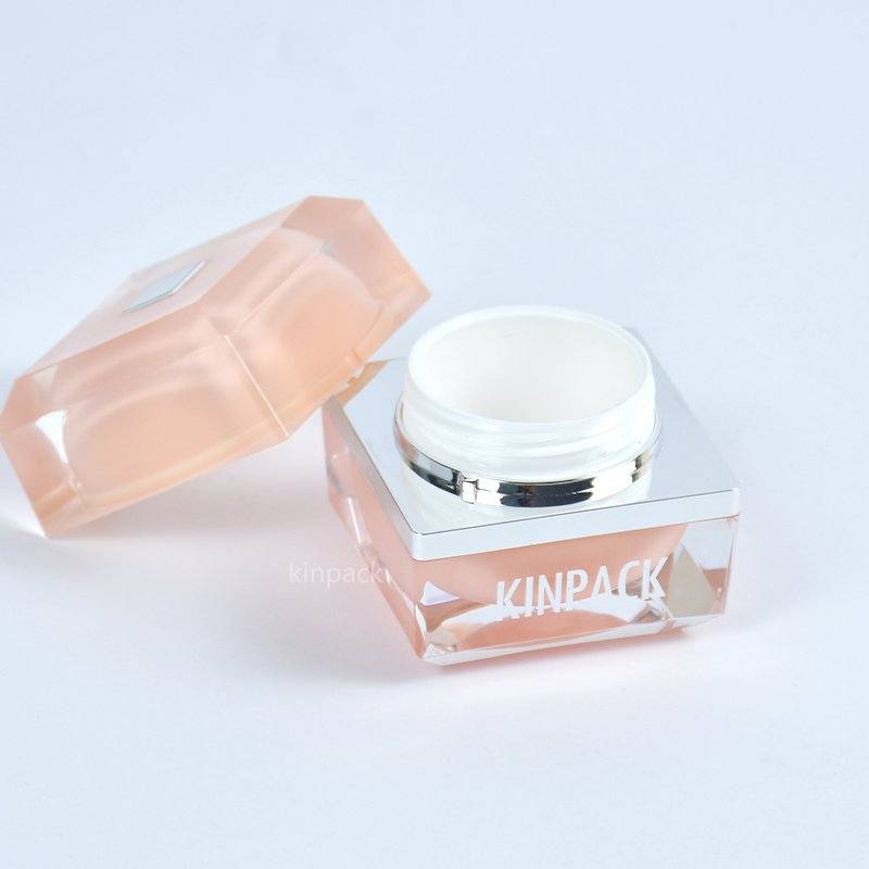 Square Acrylic Plastic Bottle 15ml 30ml 50ml Rotating Airless Pump Bottle for Cosmetic by Kinpack