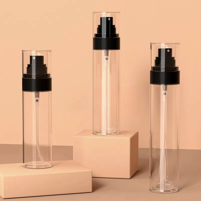 Wholesale Stock Customized 80/100/120ml Cosmetic Packing Container Empty Clear Transparent Makeup Mist Spray Plastic Perfume Bottle