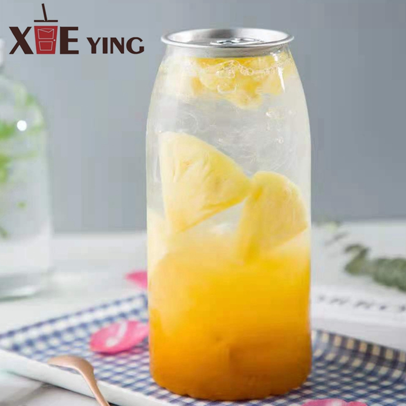 Disposable Custom Clear Plastic Drink Soda Cans with Aluminum Lids
