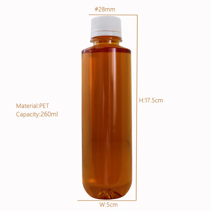Wholesale Disposable Beverage Packaging Commercial 250ml Pet Juice Bottle Empty Clear 8oz Plastic Bottle with Lids