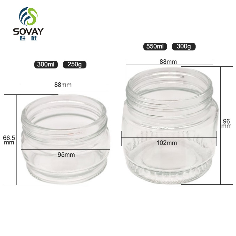 300ml 550ml Customized Wide Mouth Gallon Mason Glass Jar for Pickled Food Storage with Plastic Lid