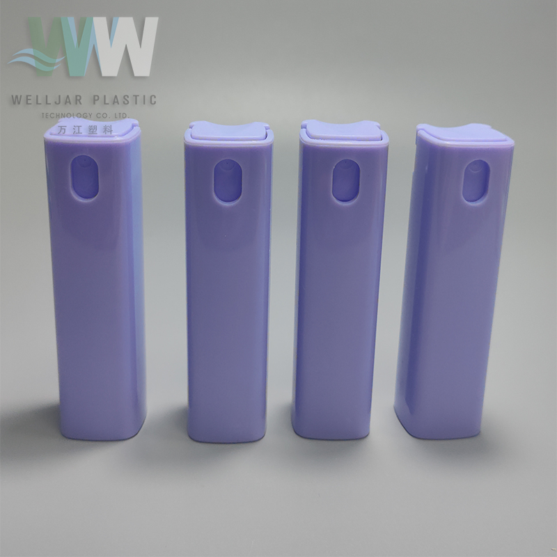 New Design Colorful 10ml 20ml Green Empty Refill Perfume Atomizer Glass Square Plastic Spray Breathing Mouth Refreshing Bottle