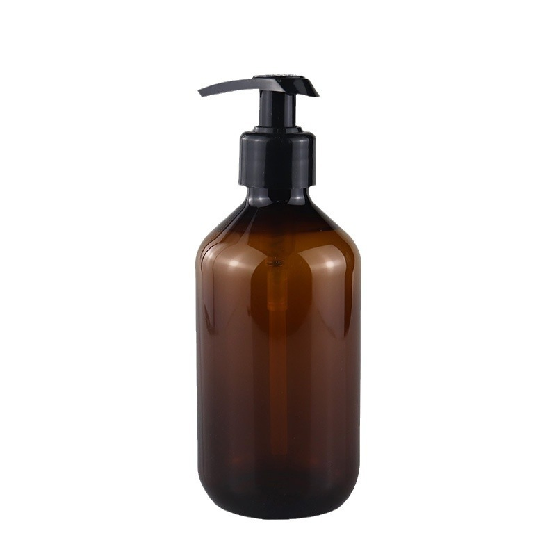 Custom 200ml 250ml 300ml 500ml Pet Plastic Amber Clear Cosmetic Bottle Shampoo Bottle with 24/410 28/410 Lotion Pump