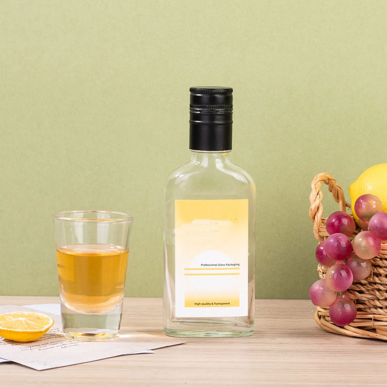 Aluminum Screw Lid Newest Clear Wine Drinking Storage Flask 100ml Liquor Beverage Glass Bottles