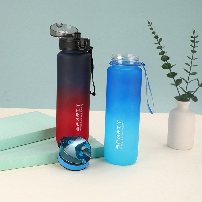 Large Capacity Leak Proof Colorful Plastic Cup Drinking Outdoor Travel Portable Gym Fitness Jugs Sports Water Bottle with Lid Rope