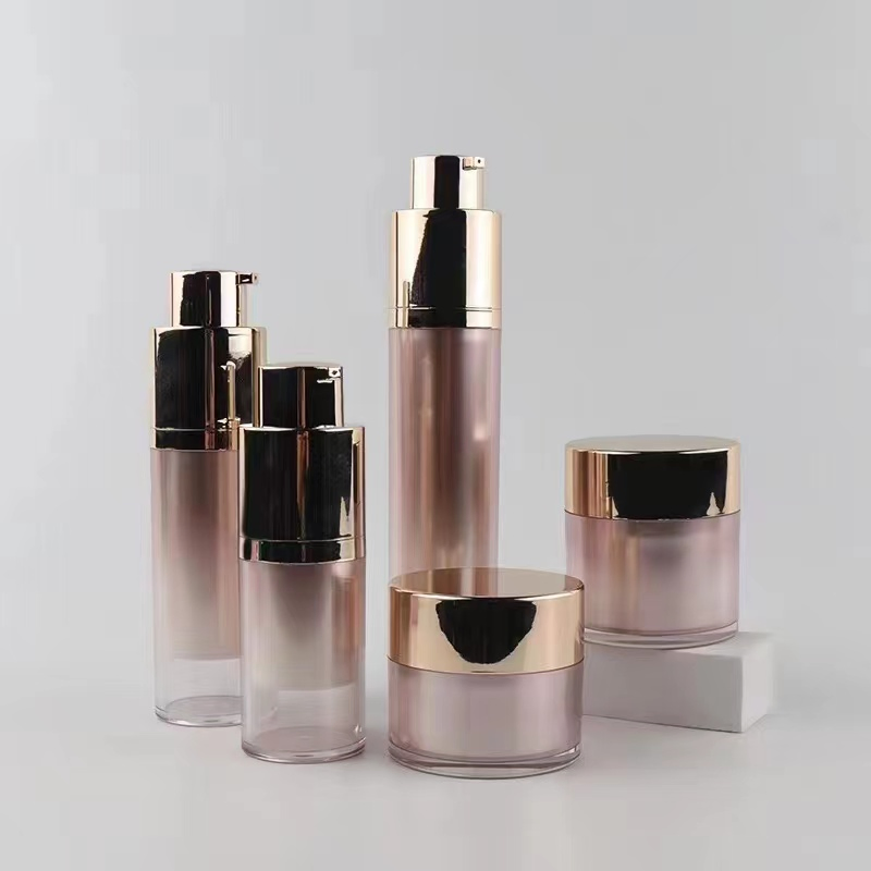 Trendy 30g 50g 80g 100ml Refillable Cute Cosmetic Containers Luxury Rose Gold Color as Material Plastic Bottle Creamjar for Personal Care Set