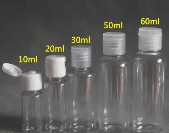 10ml, 20ml, 30ml, 50ml, 60ml, 100ml Plastic Bottle with Flip-Top Lid Cap