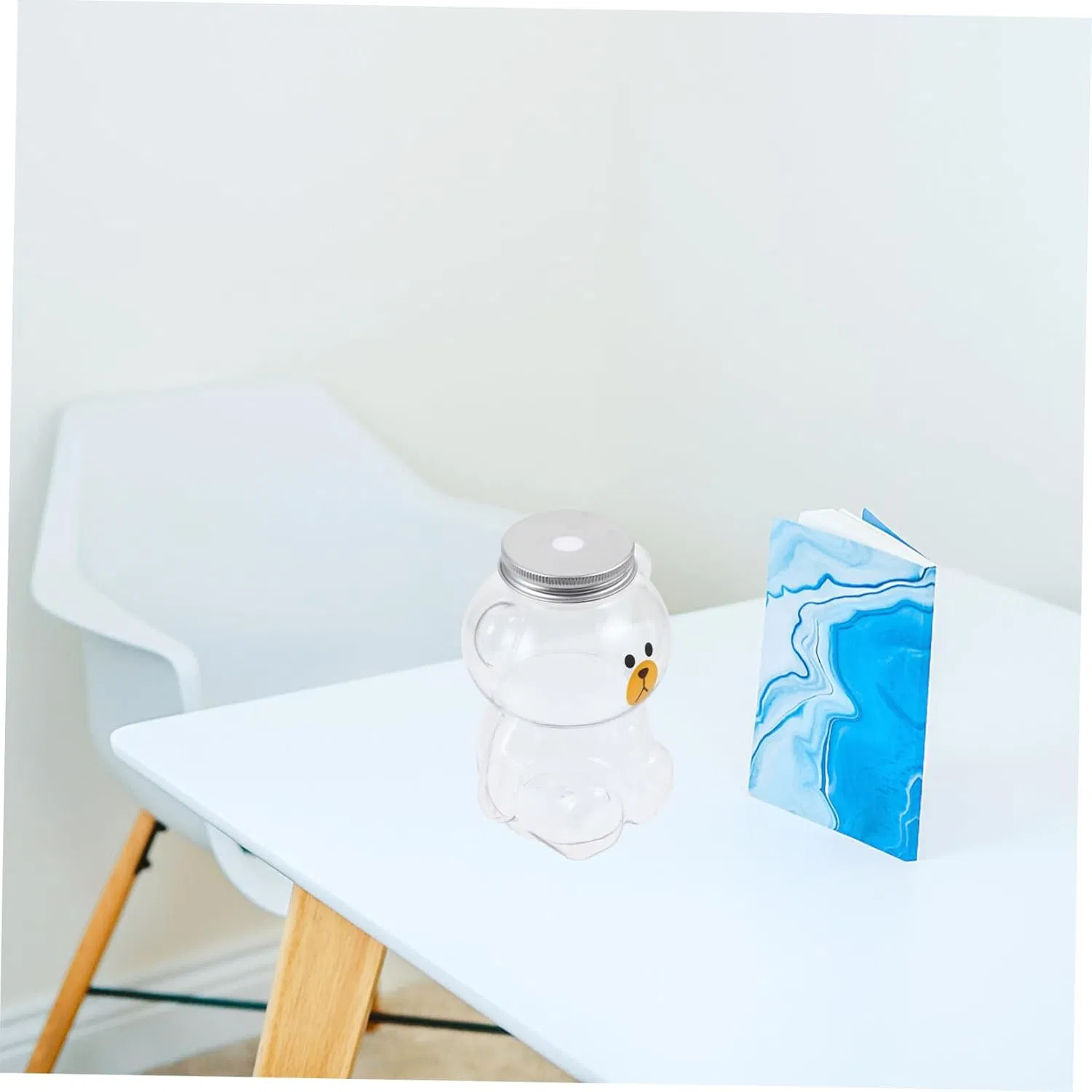 Empty Juice Bottles with Caps - Reusable Bear Shaped Drink Containers for Water, Juice, Milk Tea - Clear Plastic Beverage Bottles for Parties and Events