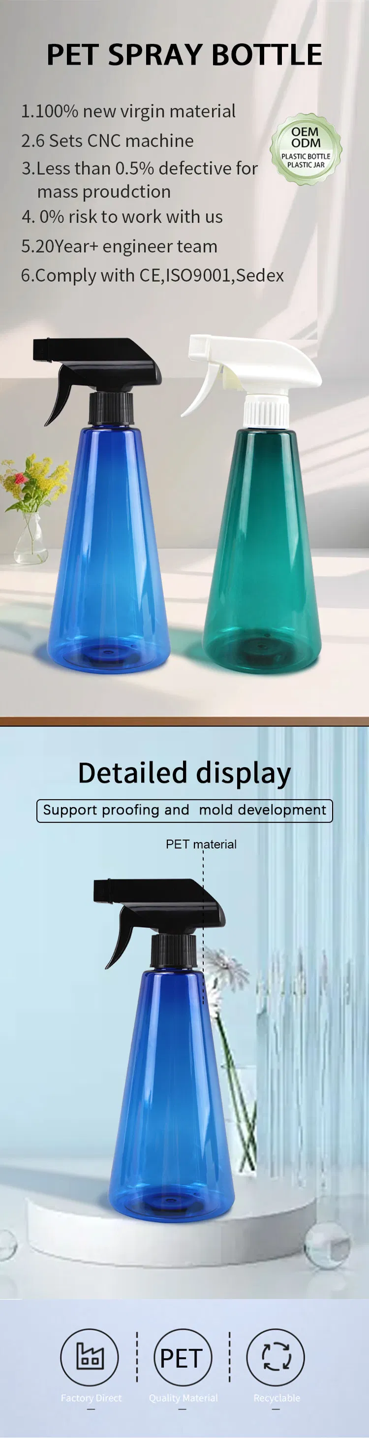 Empty 500ml Pet Refill Liquid Bottle