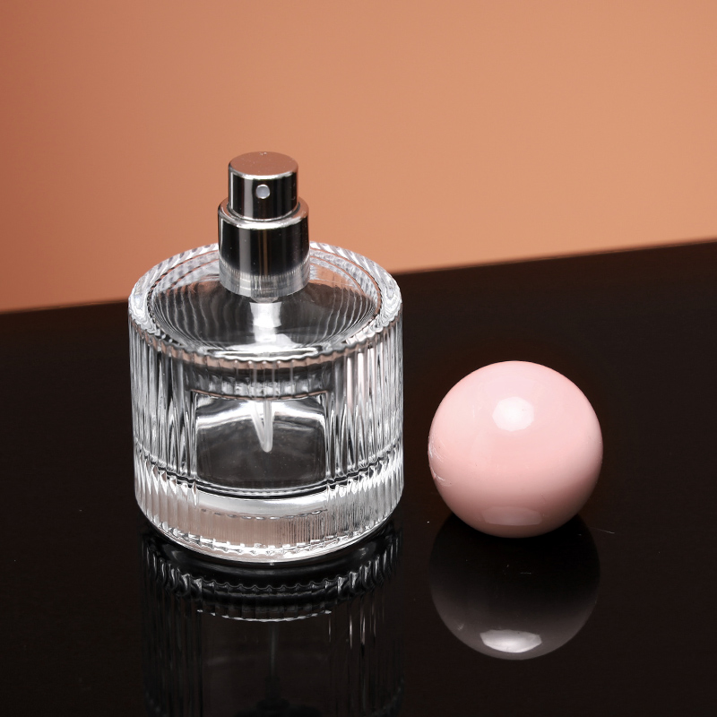 40ml Cylindrical Clear Glass Perfume Spray Bottle with Candy-Colored Plastic Ball Caps