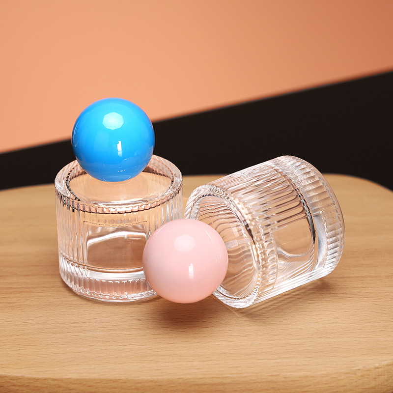40ml Cylindrical Clear Glass Perfume Spray Bottle with Candy-Colored Plastic Ball Caps