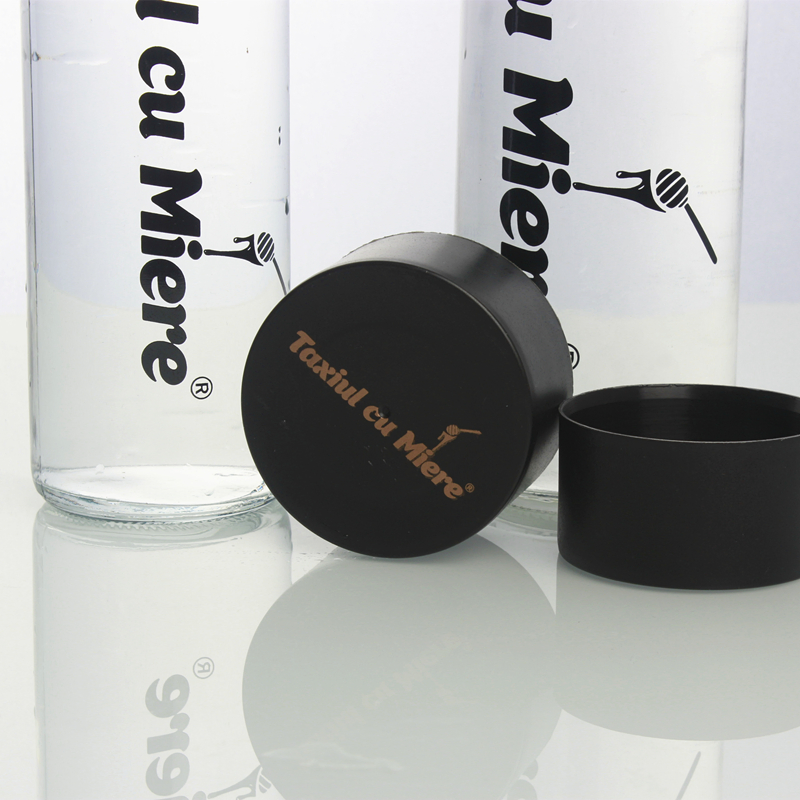 Luxury Screen Printing Decal Logo 500ml 700ml High Flint Clear Round Juice Beverage Water Glass Bottle with Plastic Cap