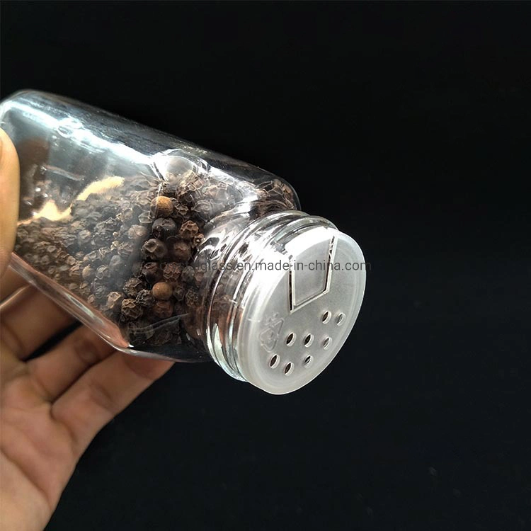 120ml Clear Square Glass Spice&Salts Jars Bottles for Seasoning with Metal and Plastic Shaker