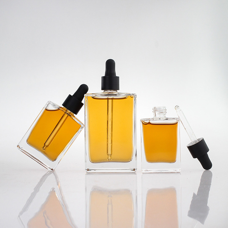 Olila 1oz Essential Oil Serum Container Cosmetic Packaging Frosted 30ml Beige Dropper Bottle with Dropper Silver Plastic Bamboo Lid