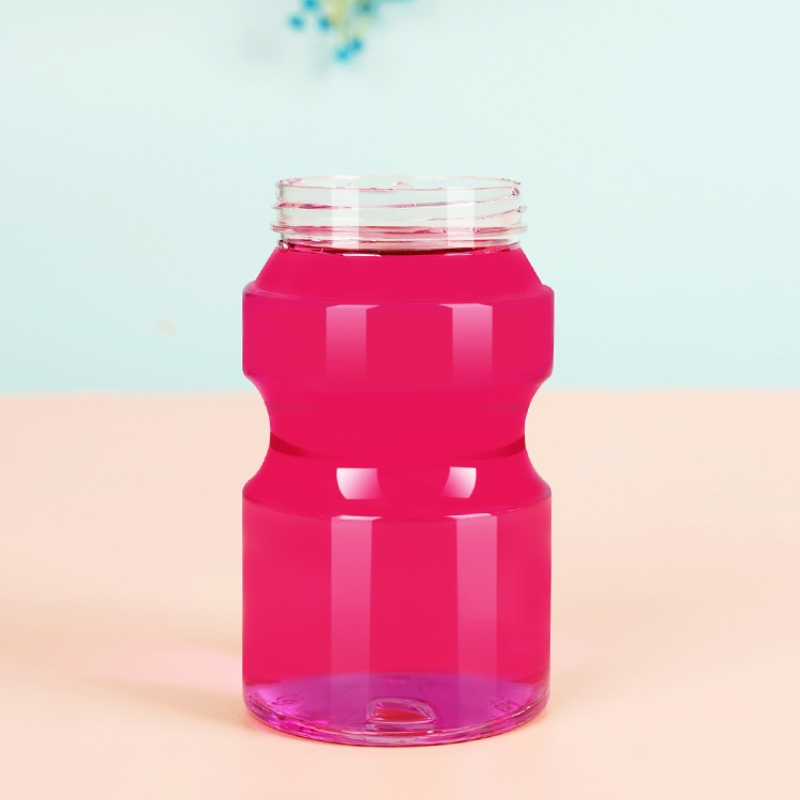 Custom Logo Print Plastic Juice Beverage Tea Drinking Shape Bottle with Aluminium Cover
