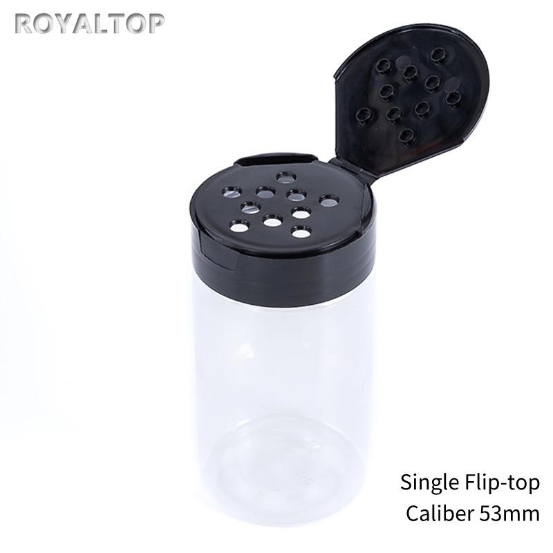 Bulk Empty Container Round Plastic Spice Powder Jar Pet Plastic Seasoning Packaging Bottle with Black Spices Shaker Lid