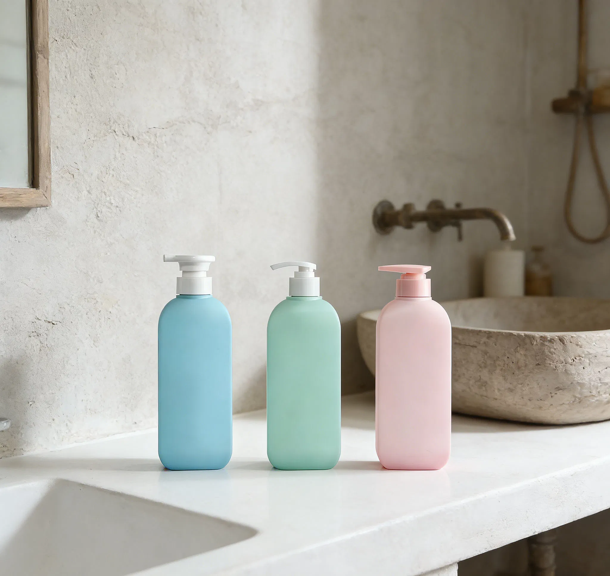 300/500/750ml Cosmetic Packaging Travel Size Containers Reusable Refillable HDPE Plastic Bottle