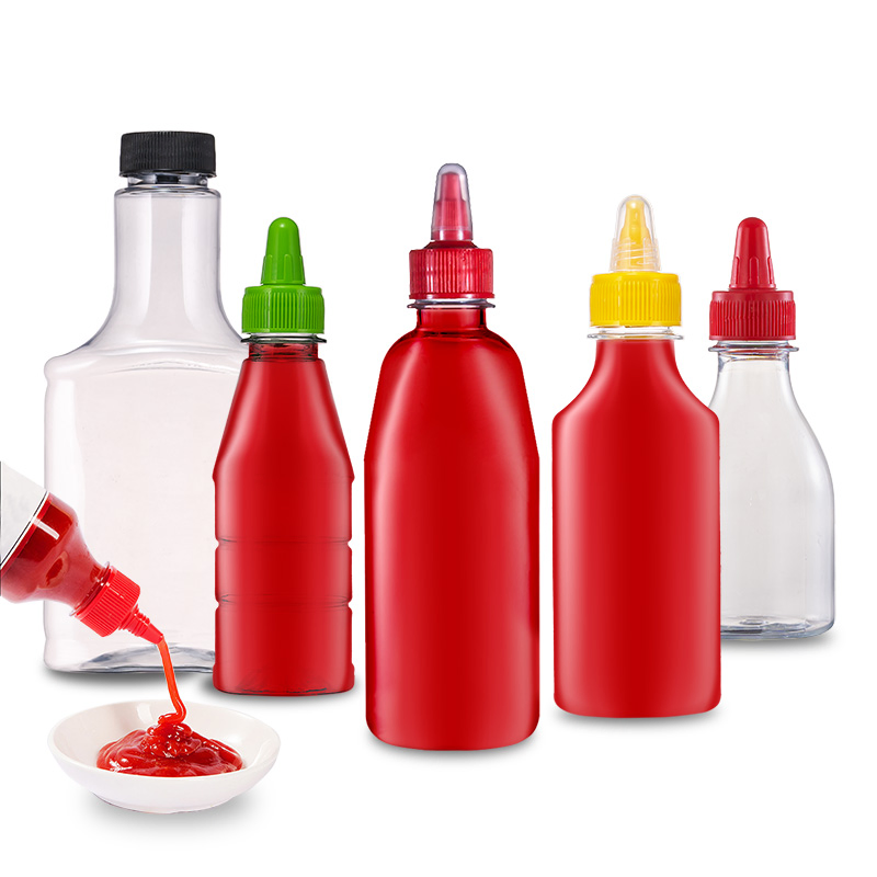 Food Grade Squeeze Bottle Pet BBQ Sauce Bottle 250ml 350ml Plastic Hot Sauce Dispenser Bottle