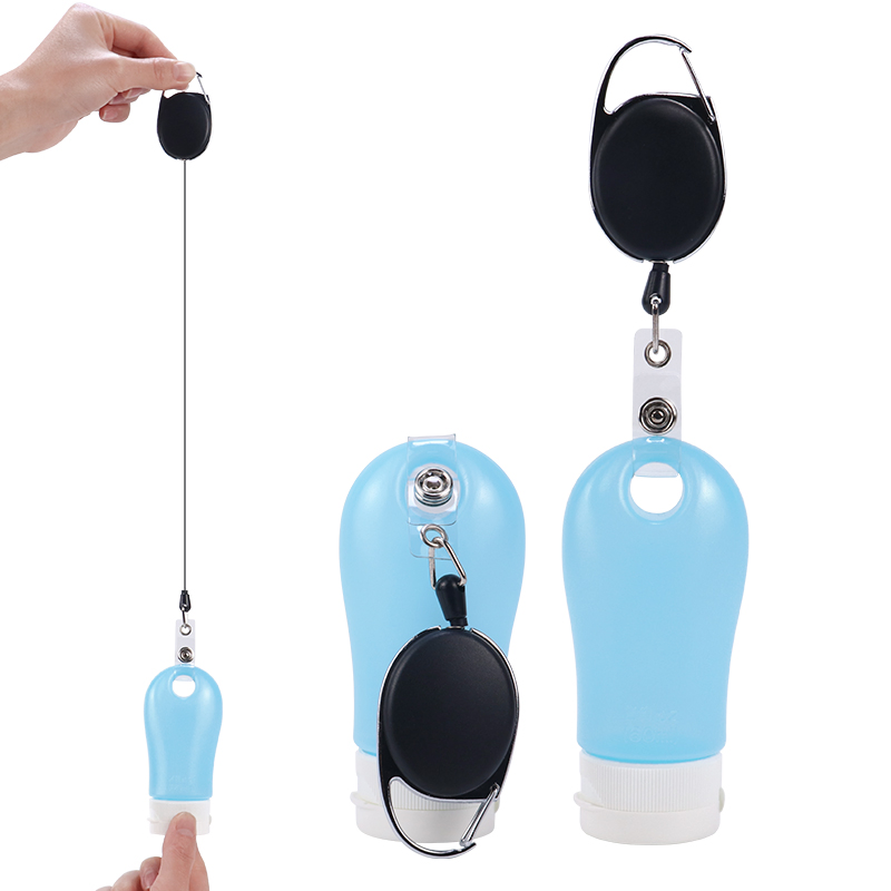 Custom Lower Price Mini 30ml 1oz PE Empty Travel Size Hand Sanitizer Bottle Reusable Travel Plastic Bottle 60ml with Keychain/Carabiners