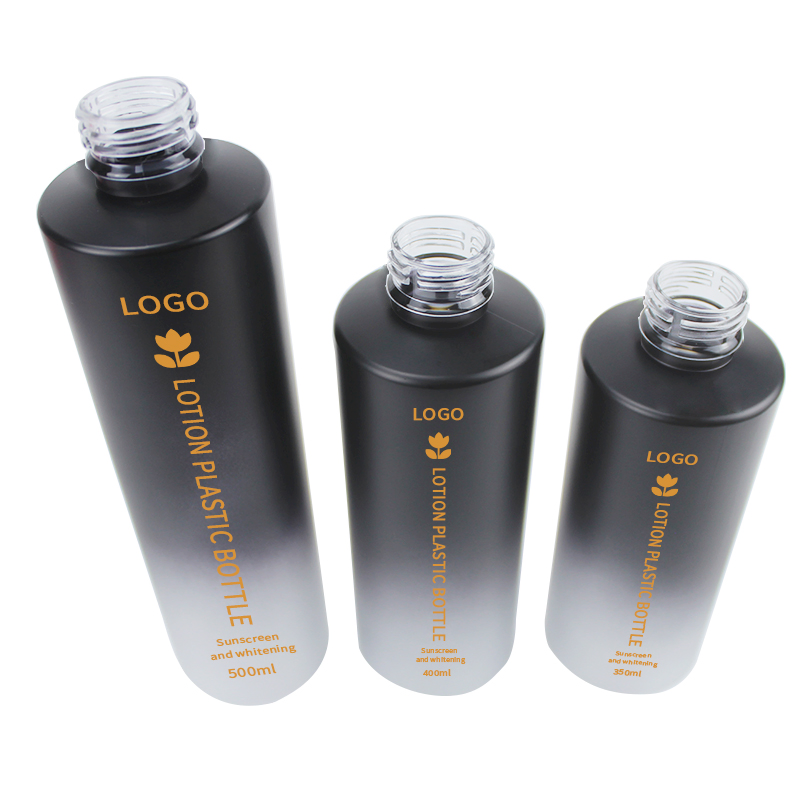 Unique 350ml 400ml 500ml Pet Gradient Frosted Colored Lotion Pump Lid Bottle New Design for Skin Care Cosmetic Plastic Bottle