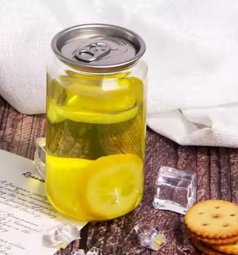 Wholesale Food Grade Printed Transparent Empty Plastic Beverage Bottle 400ml Pet Plastic Easy Open Soda Juice Soft Drink Can with Lid