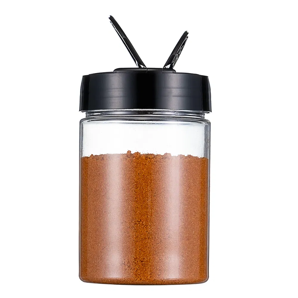 Kitchen Clear Spice Jar Black Lid Plastic Salt Pepper Shaker Frascos PARA Temperos Plastic Condiment Bottles for Seasoning