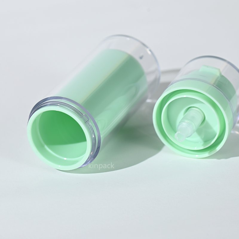 Skincare Line Packaging Matte Green Refill Plastic Airless Cosmetic Cream Jar and Lotion Pump Bottle