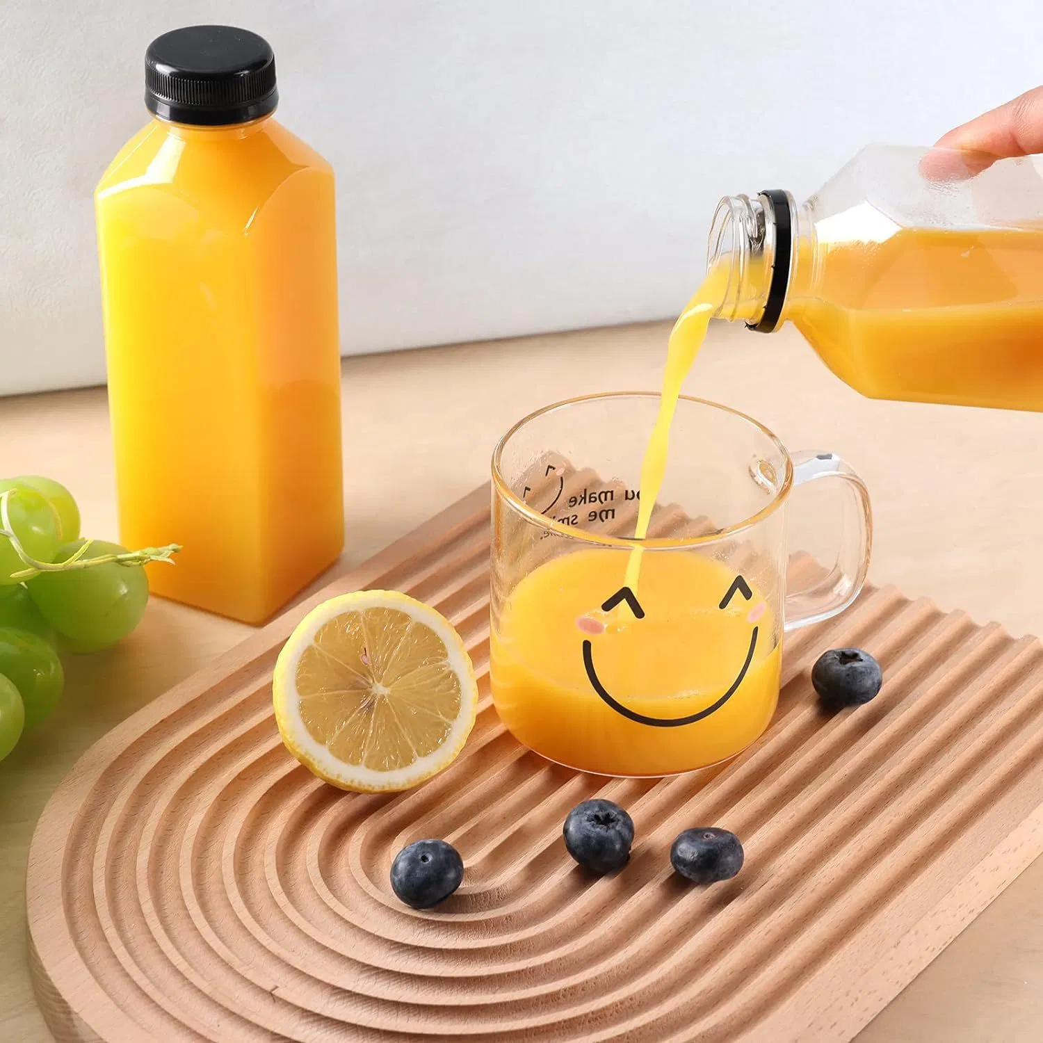 Square Empty Plastic Juice Bottles 4oz 8oz 12oz 16oz 300ml 150ml Disposable Portable Screw Beverage Coffee Tea Soda Bottle