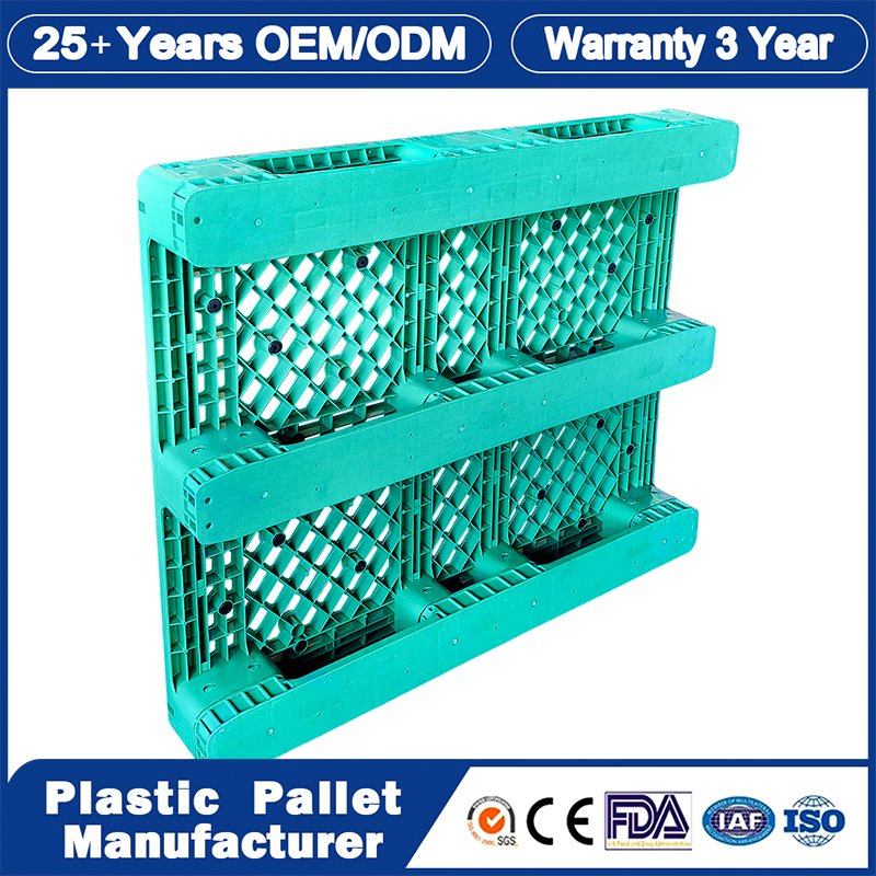 1200X800/1200X1000 OEM Reinforced Selective Water Bottle Deck Stacking Steel HDPE Euro Stackable 6 Runners Double Faced Plastic Tray Pallet Manufacture