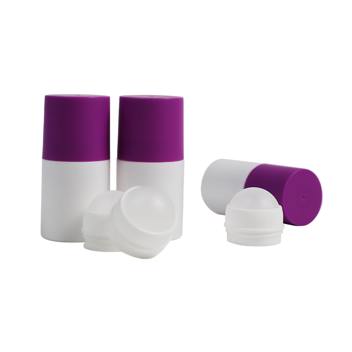 Refillable 30ml 50ml 75mlpp Plastic Round Lid Flat Lid Deodorant Plastic Tube Empty Roll on Cosmetic Bottle