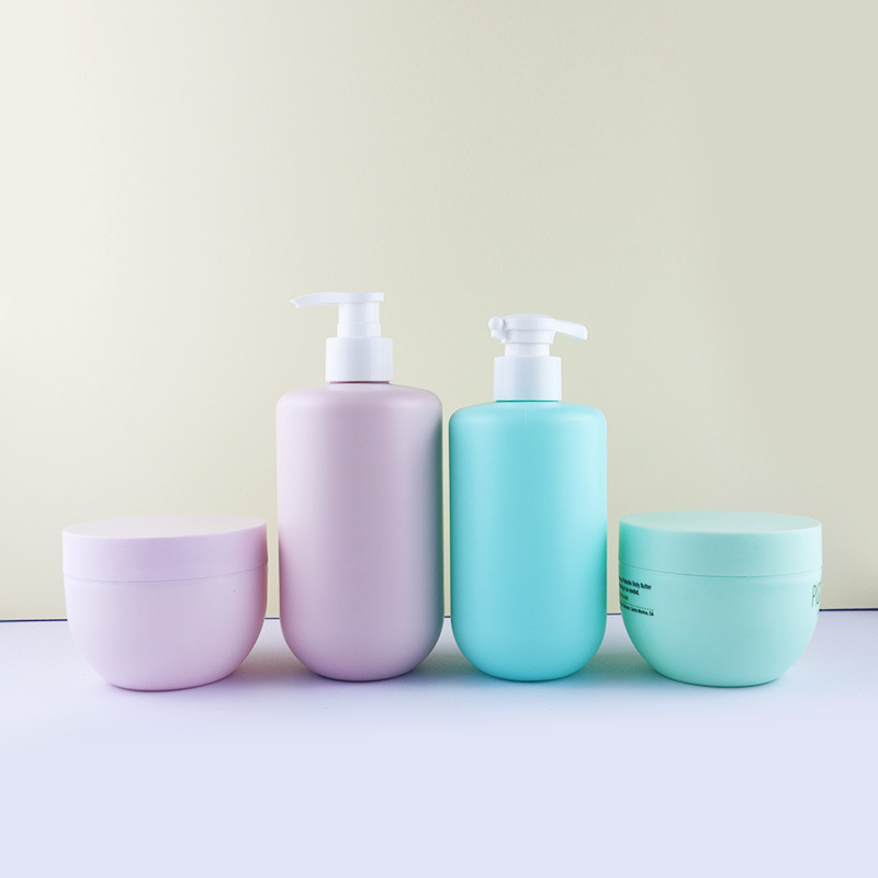 500ml/400ml/250g HDPE Wash and Care Set Plastic Bottle PP Shampoo Hair Mask Set Cosmetic Packaging
