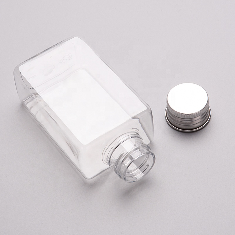 350ml Disposable Pet Plastic Milk Tea Juice Flat Beverage Small Beer Wine Bottle with Lid