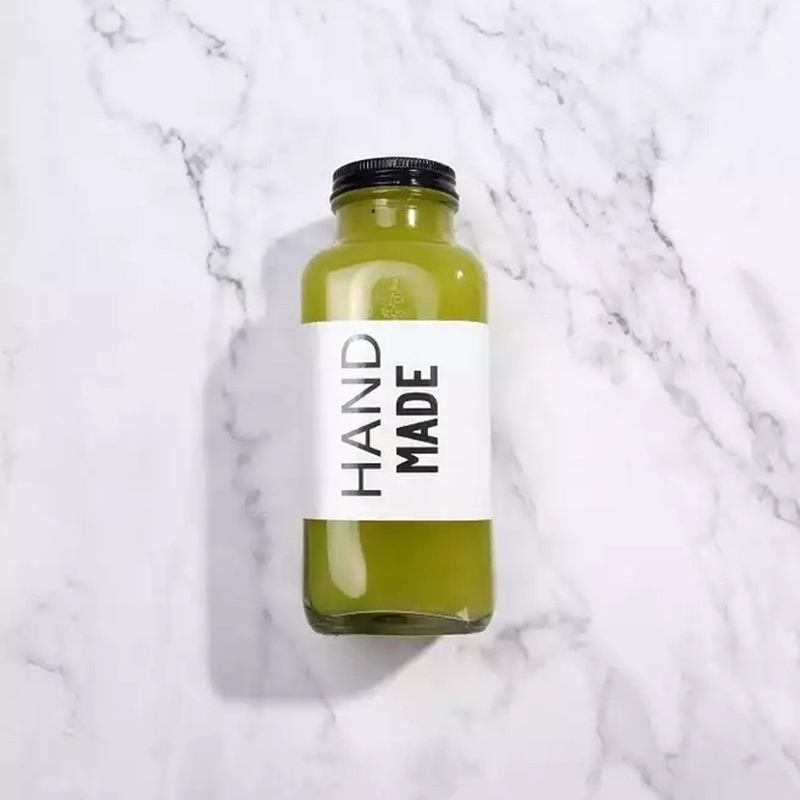 500ml Square Glass Bottle with Plastic Lid and Aluminum Lid Juice Square Bottle Beverage
