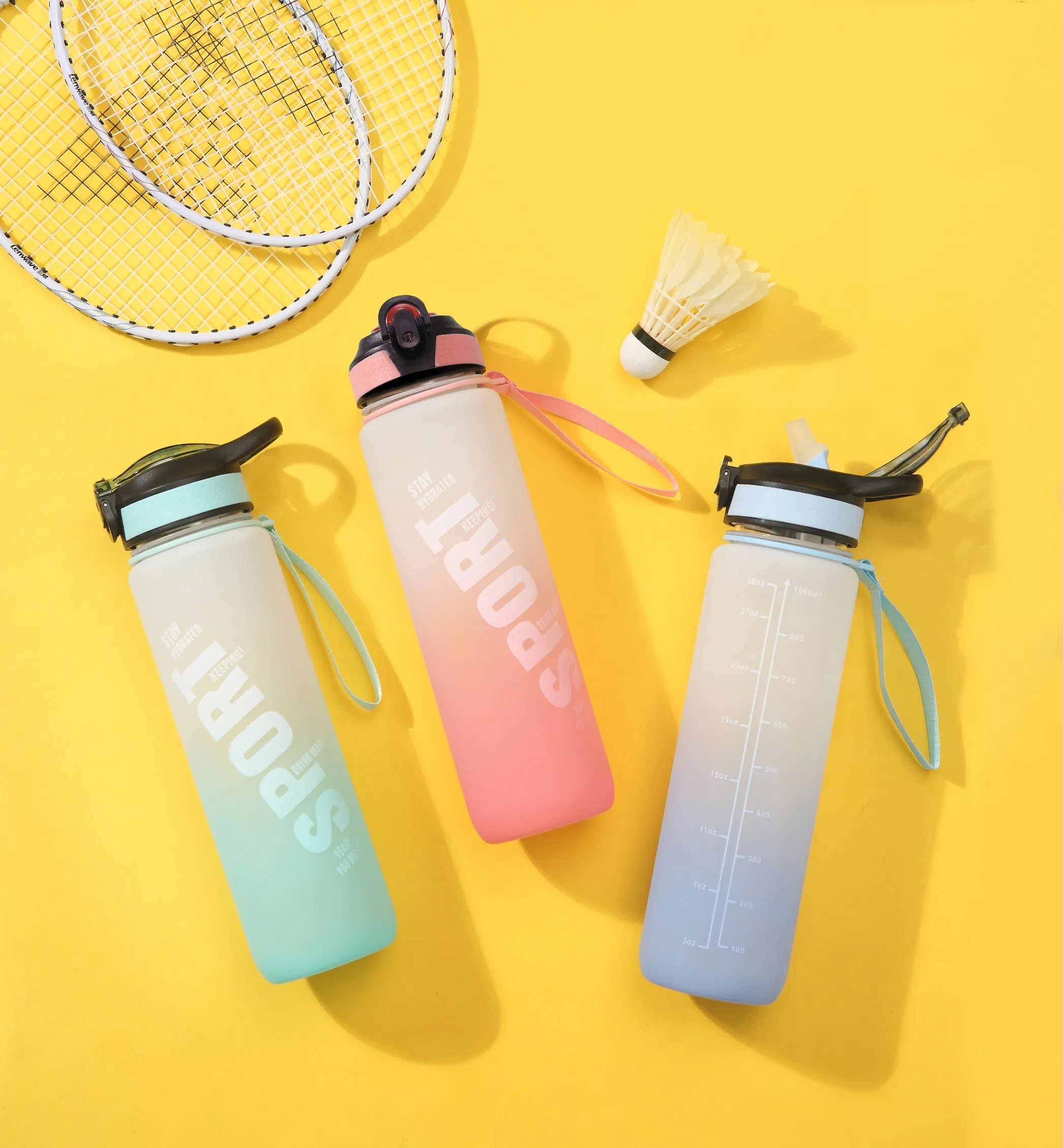 Gradient Colored Plastic Water Bottle Portable Large Capacity Kettle