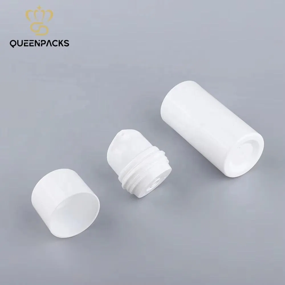 White PP Cosmetic Plastic Bottle Airless Cylindrical Pump Bottle for Lotion