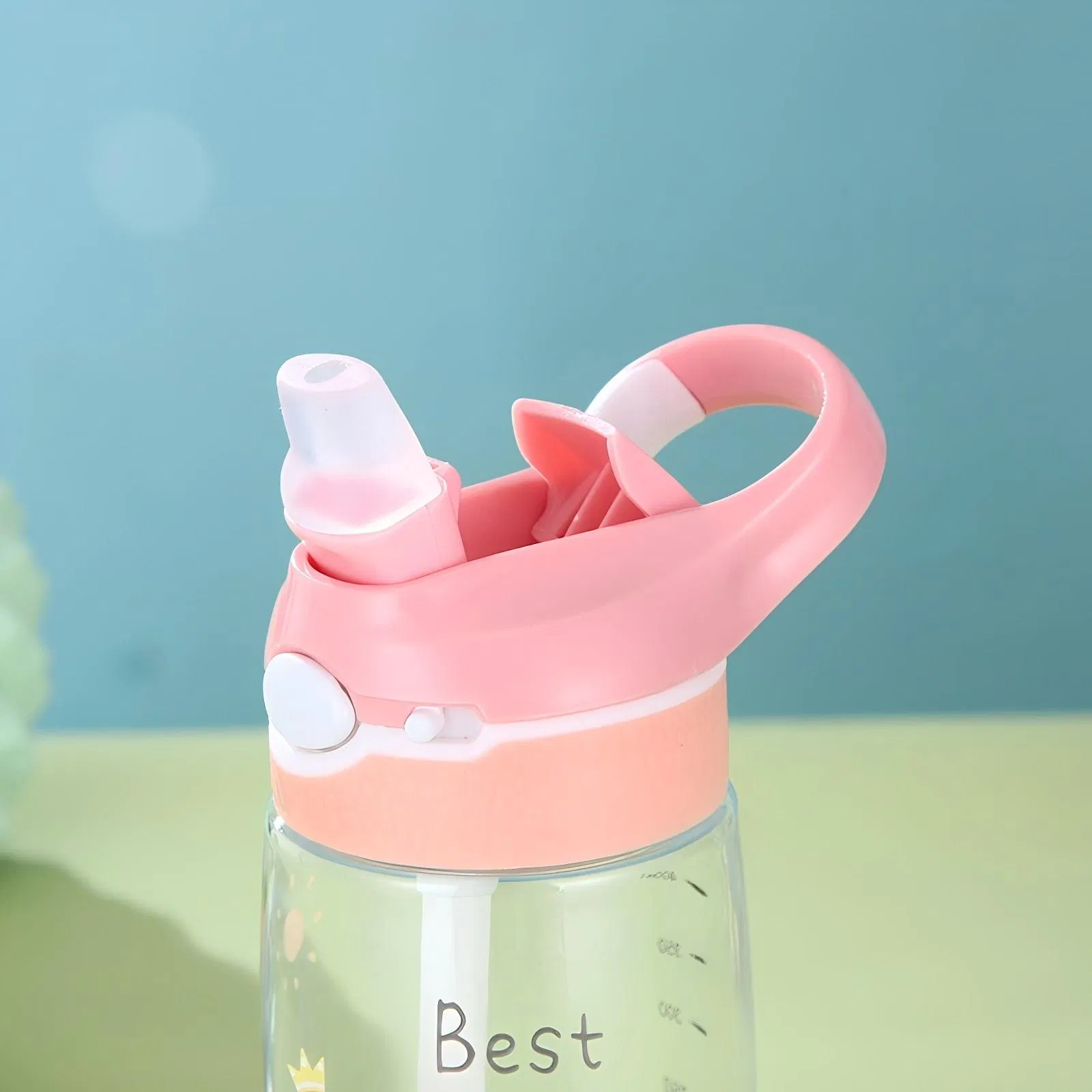 Custom Logo Tritan BPA-Free Kids Clear Food Grade Plastic Cup Mug Water Bottle for Kids Children Bottle with Straw