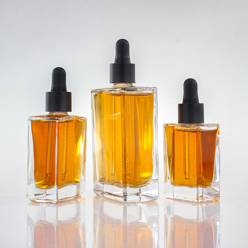 Olila 1oz Essential Oil Serum Container Cosmetic Packaging Frosted 30ml Beige Dropper Bottle with Dropper Silver Plastic Bamboo Lid