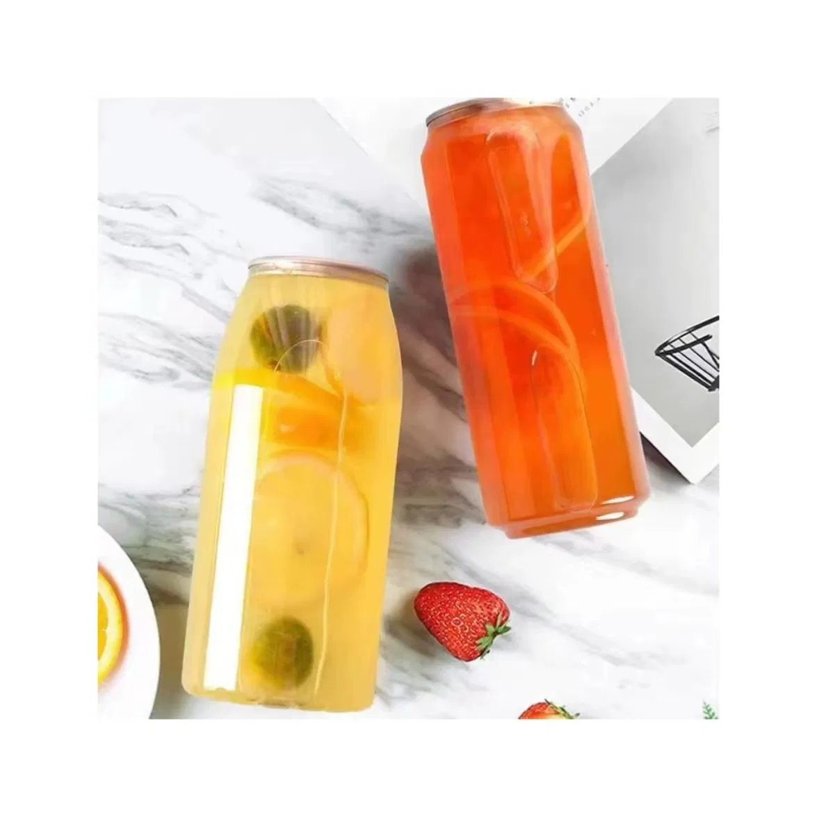 12oz Food Grade Pet Round Beverage Juice Drink Bottle with Aluminum Cap Plastic Bottle