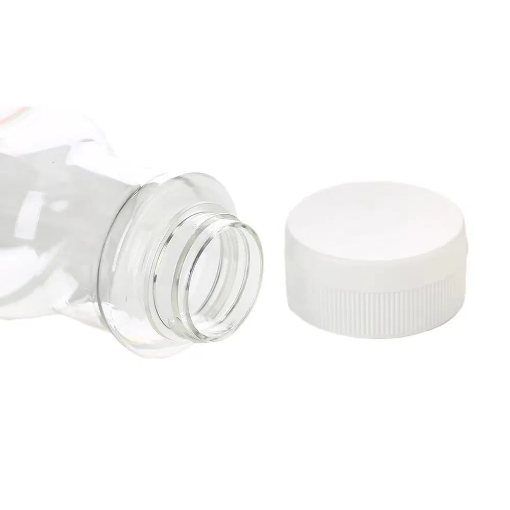 Plastic Pet Squeeze Bottle for Honey Syrup Sauce with White Lids