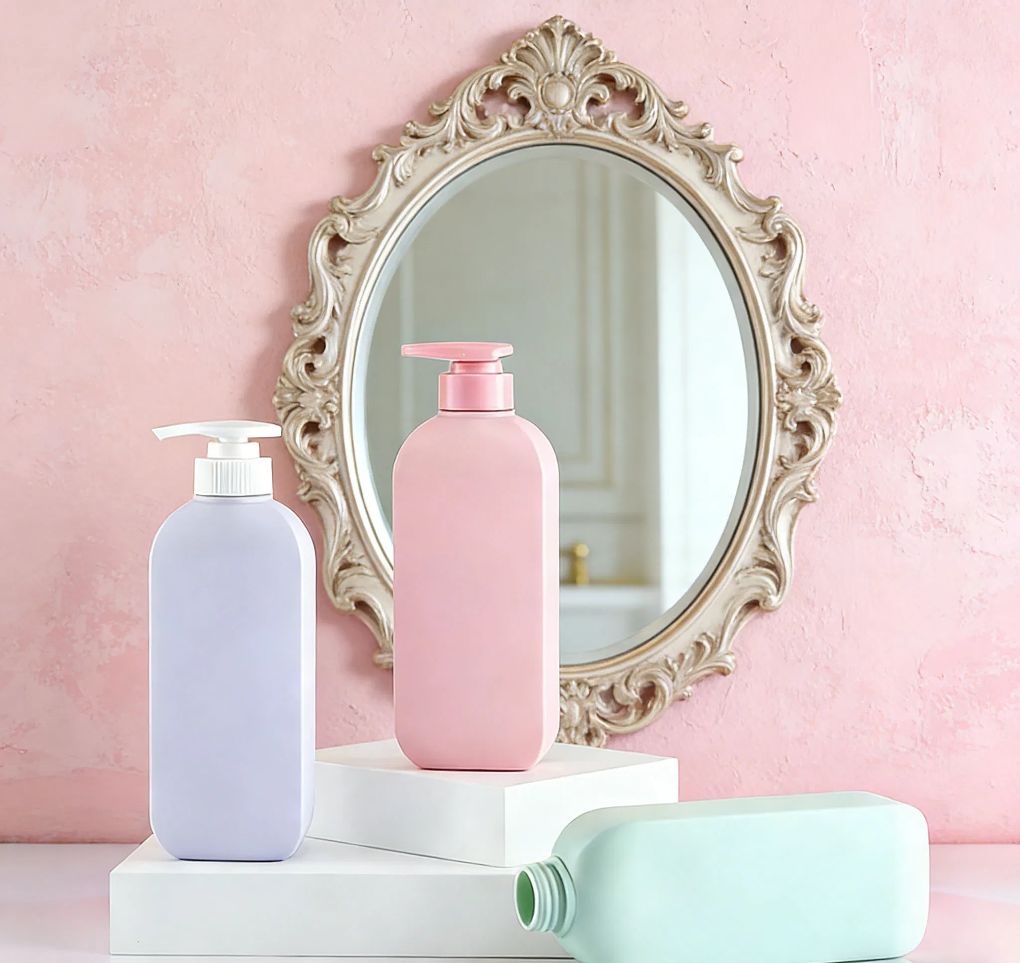 300/500/750ml Cosmetic Packaging Travel Size Containers Reusable Refillable HDPE Plastic Bottle