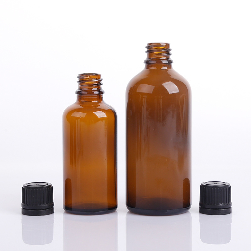 Amber Glass Essential Oil Bottle with Plastic Tamper Proof Cap and Dropper