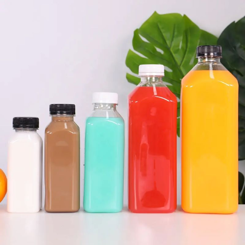 Best Selling Small 500ml 1L Plastic Milk Tea Juice Bottle Clear Food Grade BPA-Free Pet Juice Plastic Bottle with Cap