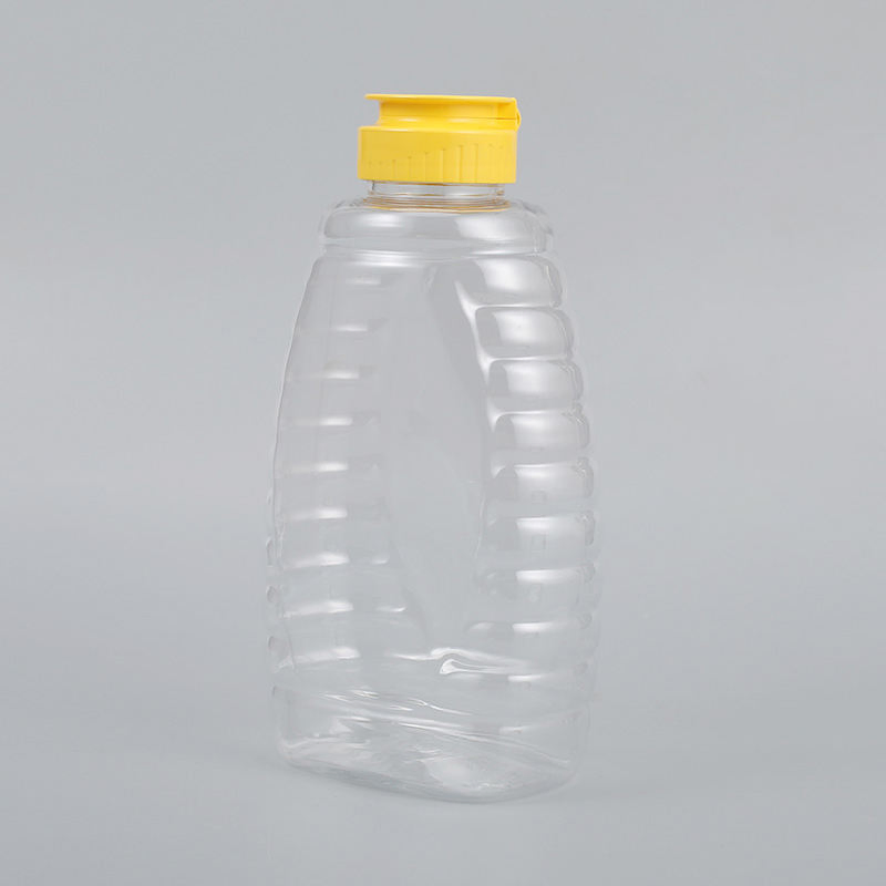 Empty Transparent Honey Jar Ketchup BBQ Sauce Bottles 375ml 500ml 750ml Plastic Squeeze Pet Bottle with Lid