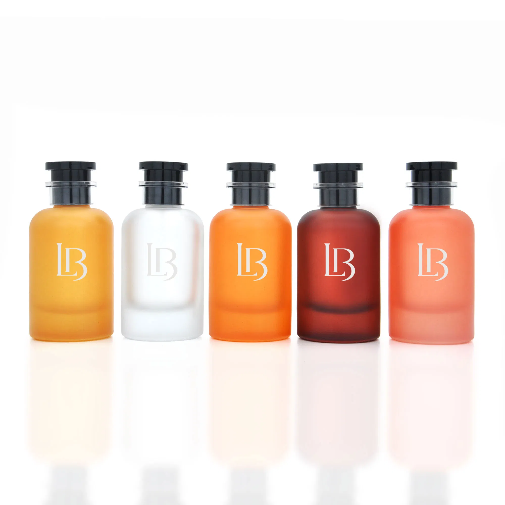 Manufacture Round Plastic Cap Frosted Perfume Spray Bottle Colored Clear Empty Glass Perfume Bottle 100ml with Box