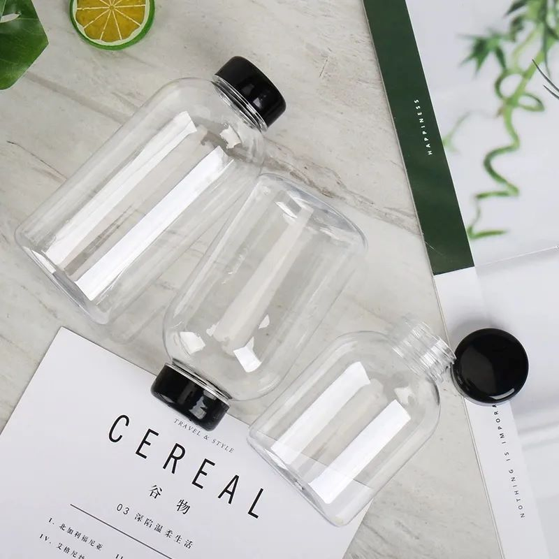 200ml 250ml 300m 330ml Plastic Juice Bottles Boba Tea Bottles Disposable Milk Tea Pet Bottle 1 Liter with Cap