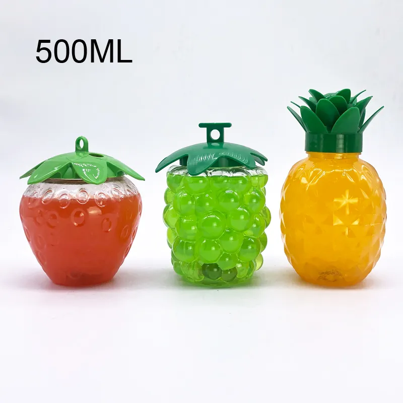 500ml BPA Free Fruit Pineapple Shaped Plastic Drinking Cup Drinking Water Bottle with Straw Lid