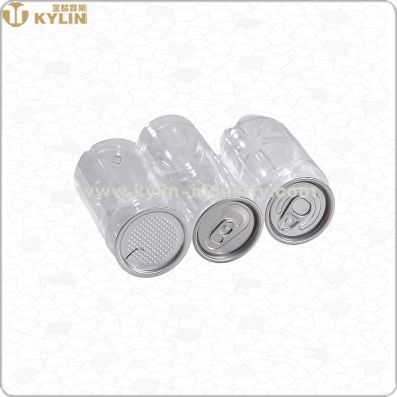 Food Grade for Clear Plastic Pet Can with Aluminium Ring Pull Lid for Soda Beverages Juice Tea Coffee Beer Bottle