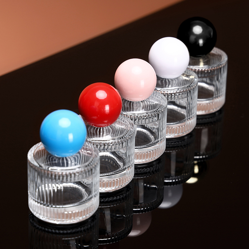 40ml Cylindrical Clear Glass Perfume Spray Bottle with Candy-Colored Plastic Ball Caps