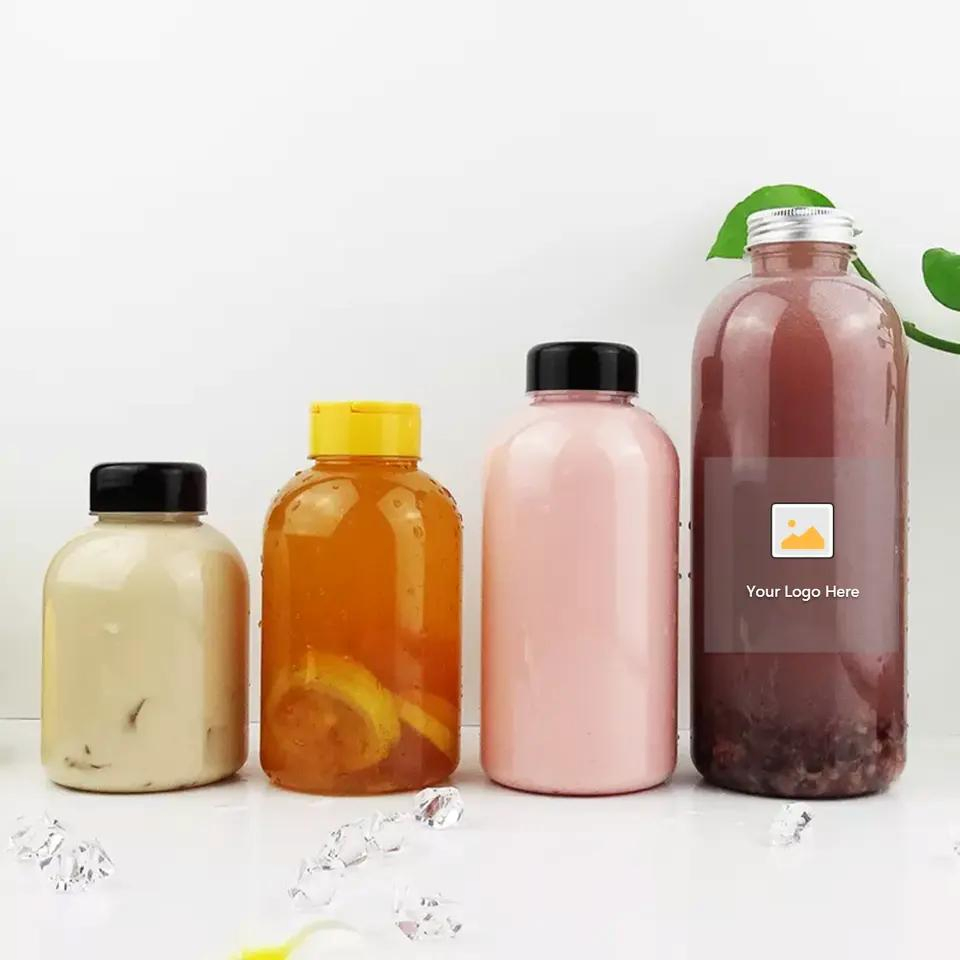 200ml 250ml 300m 330ml Plastic Juice Bottles Boba Tea Bottles Disposable Milk Tea Pet Bottle 1 Liter with Cap