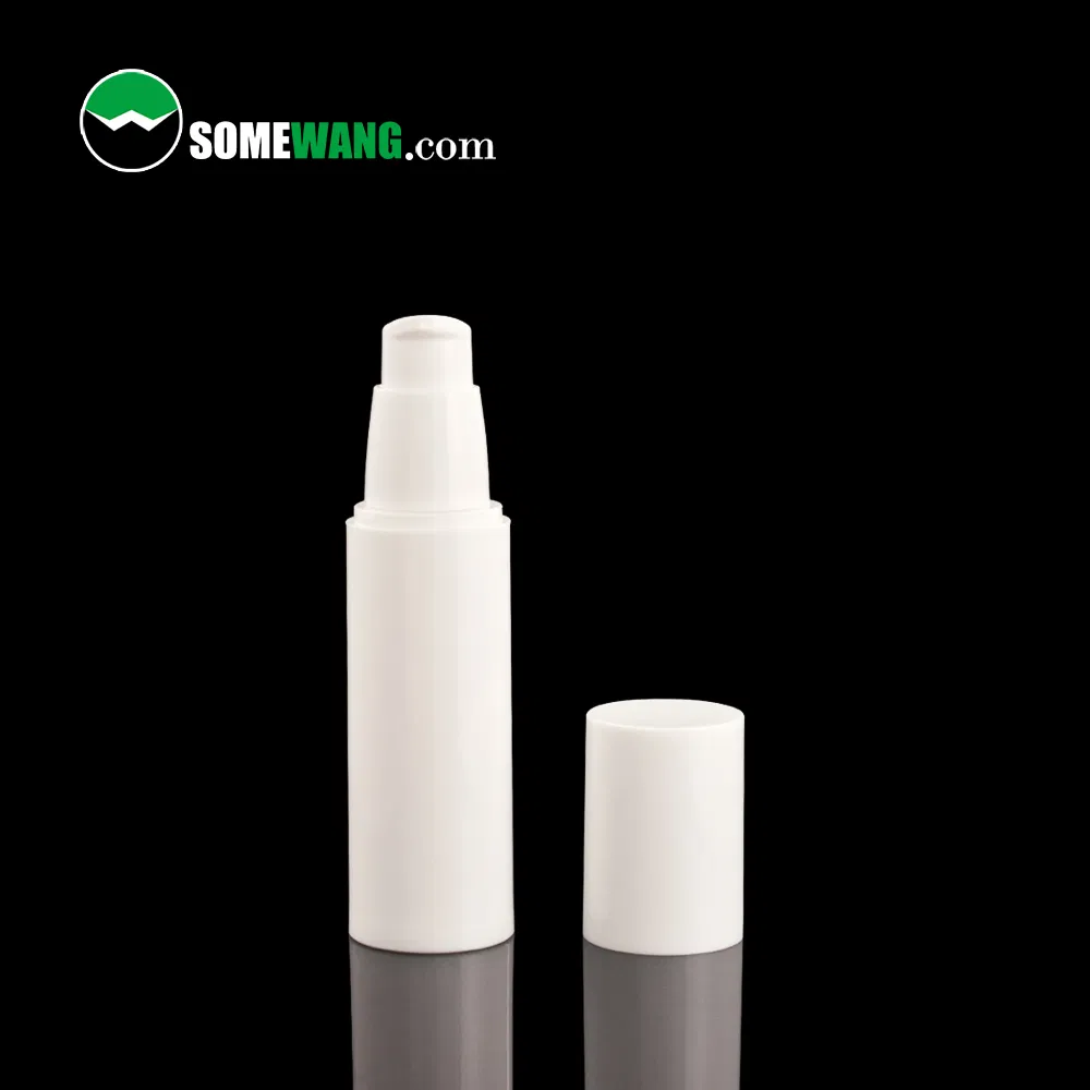 Somewang Custom Printing Travel Size 15ml 20ml 30ml 40ml 50ml PP Plastic Airless Pump Bottle with Cover Cosmetic Lotion Bottle